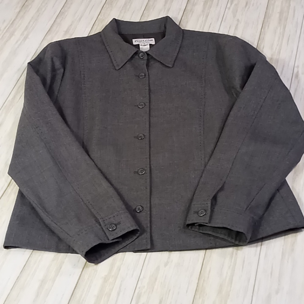 Pendleton Virgin Wool Gray Button Up Jacket/Blaze… - image 5